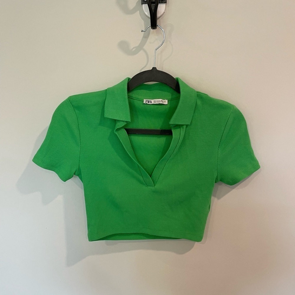 Zara Green Cropped Shirt